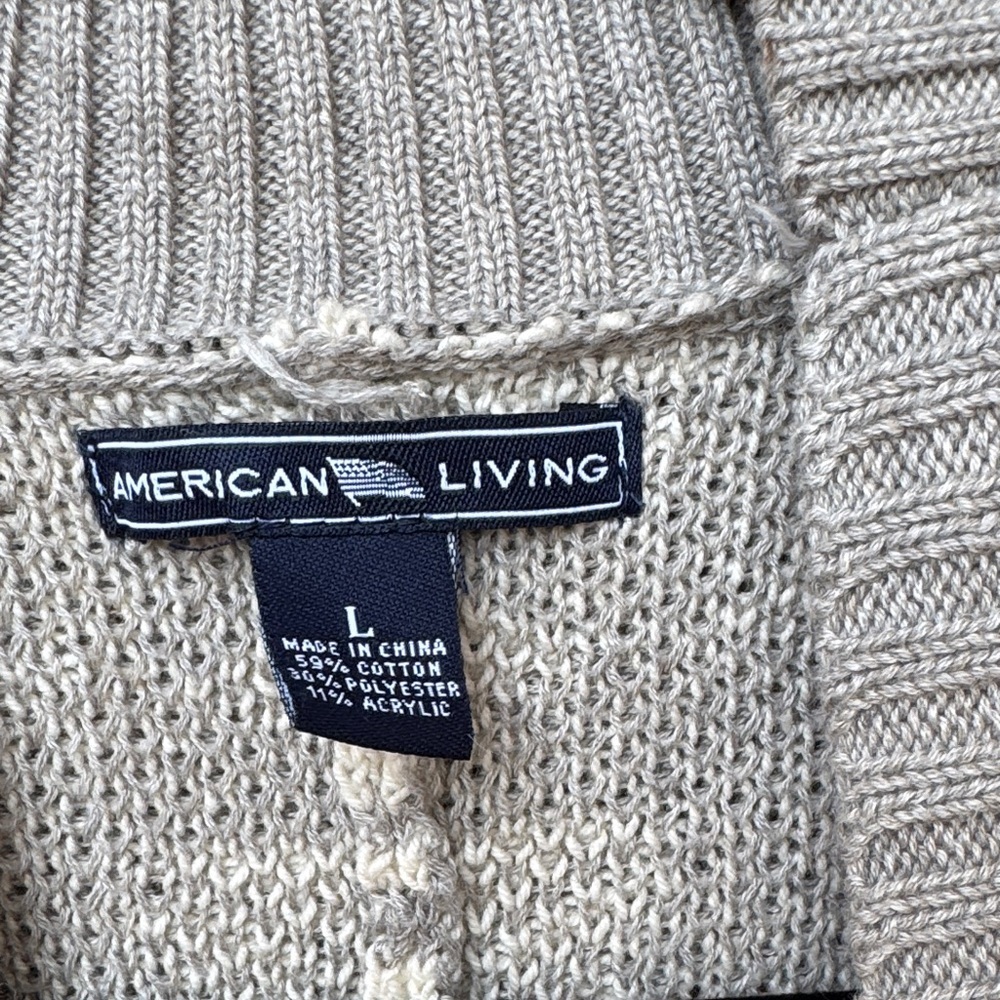 American Living Cream and Gray Santa Fe print Knit Cardigan size large - Picture 2 of 4
